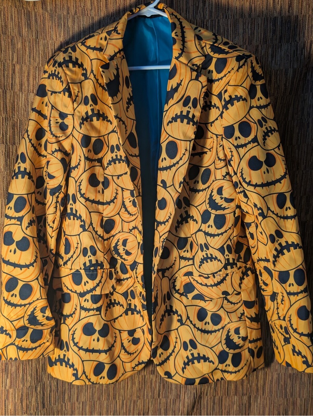 Men's Halloween Pumpkin Face Pattern Blazer Jacket Size M